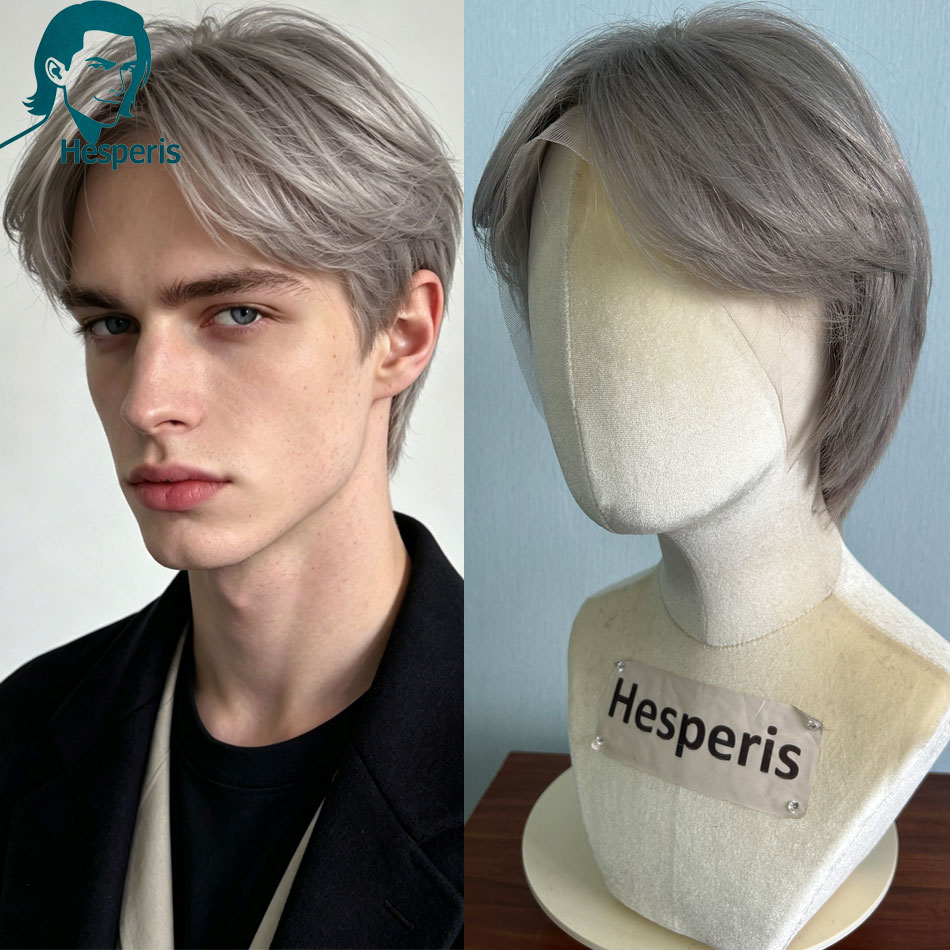 Hesperis Brazilian Remy Grey C - Pre Parted 13X4 Lace Front Bob Wig 评论和价格