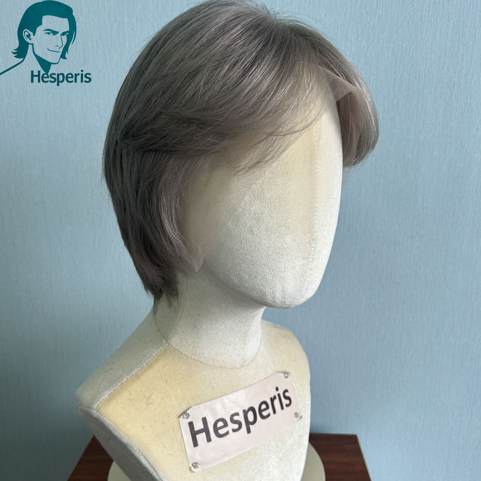 Hesperis Brazilian Remy Grey C - Pre Parted 13X4 Lace Front Bob Wig 评论和价格