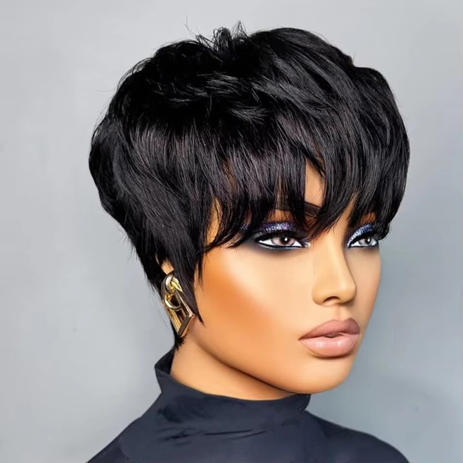 Women's Short Pixie Cut Human  - Short Pixie Cut Wig Human Hair Cheap 评论和价格