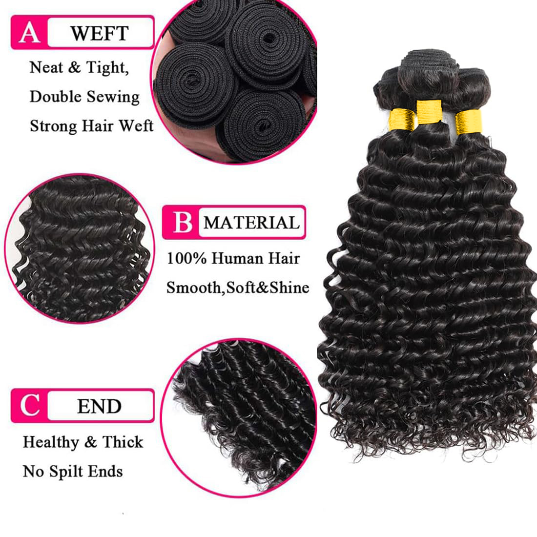 Deep Wave Bundles with Closure - Deep Wave 3 Bundles With Closure 评论和价格