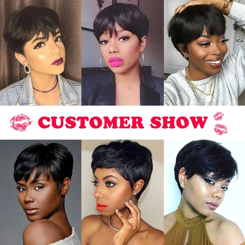 Short Bob Pixie Cut Wig Pixie  - Short Pixie Cut Wig Human Hair Cheap 评论和价格