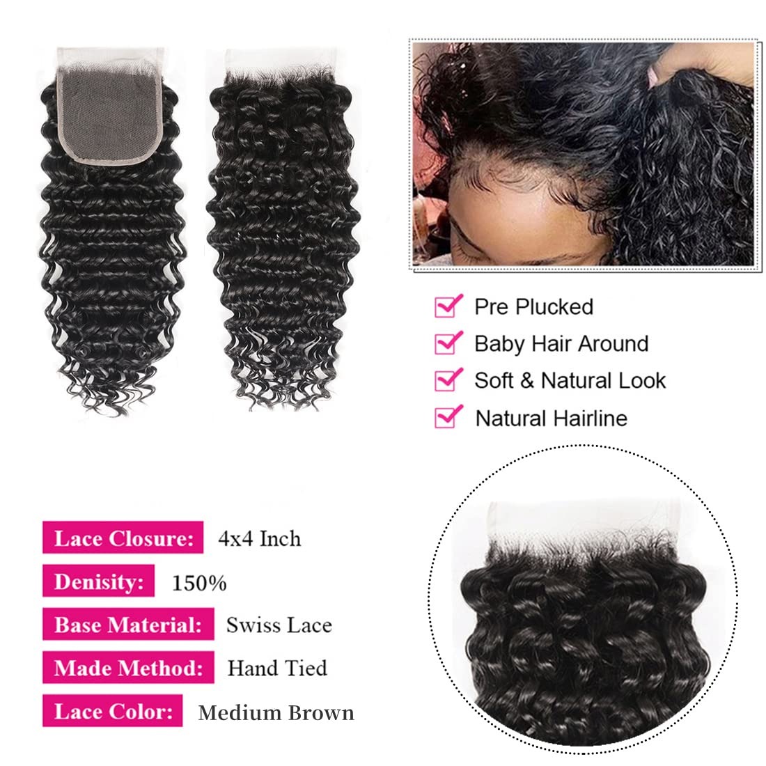 30 32 Inches Deep Wave Natural - Deep Wave 3 Bundles With Closure 评论和价格