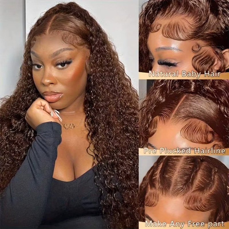 Chocolate Brown Colored 220% D - Lace Front Wigs 评论和价格