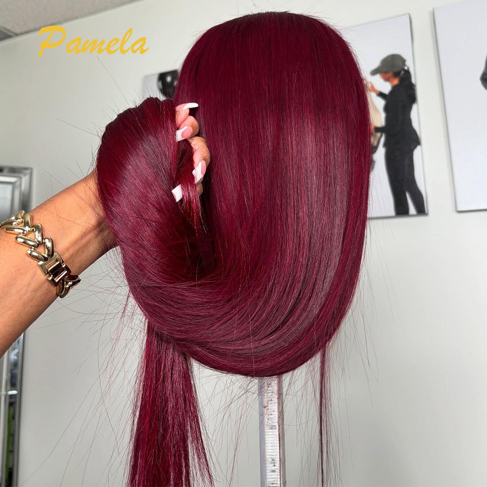 Super Double Drawn Burgundy Co - Lace Front Wigs 评论和价格