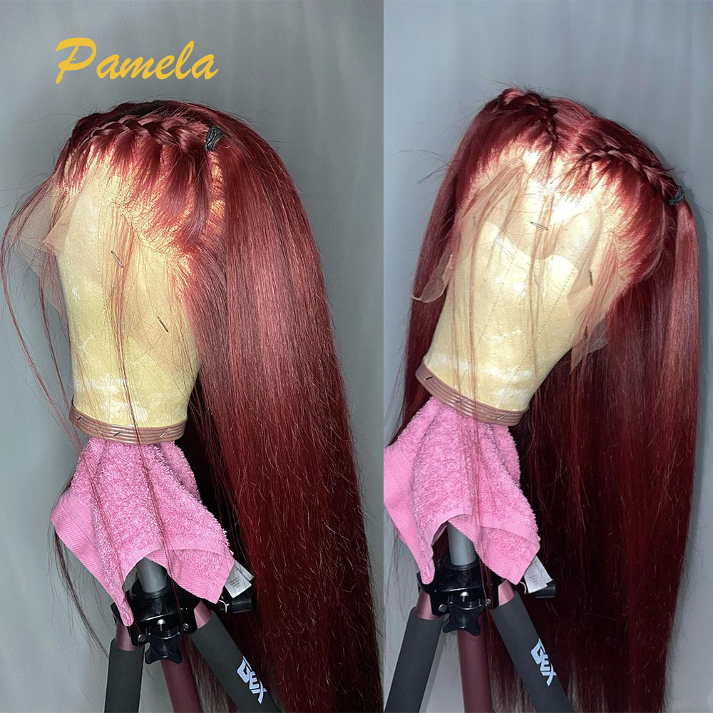 Super Double Drawn Burgundy Co - Lace Front Wigs 评论和价格