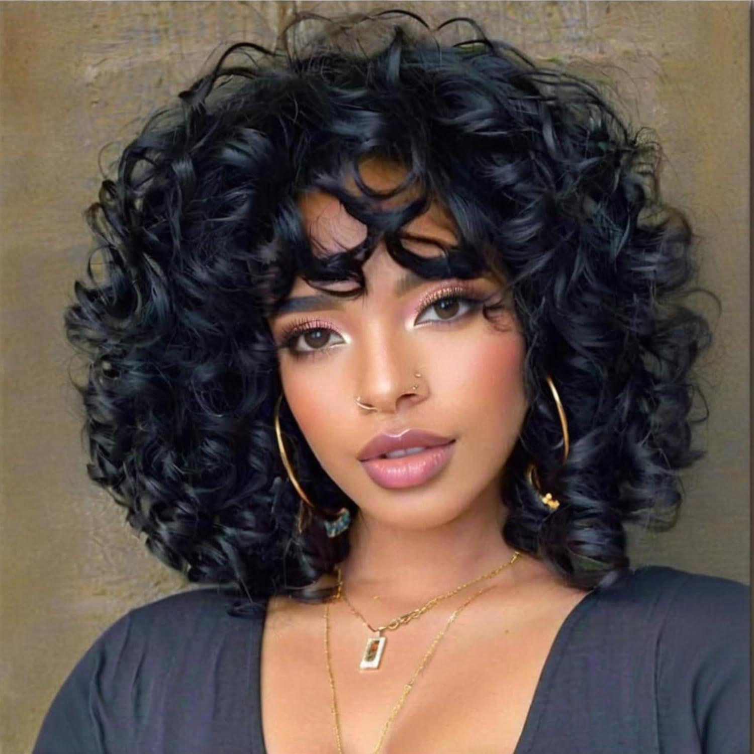 Bouncy Curly Bob Human Hair Wi - Short Pixie Cut Wig Human Hair Cheap 评论和价格