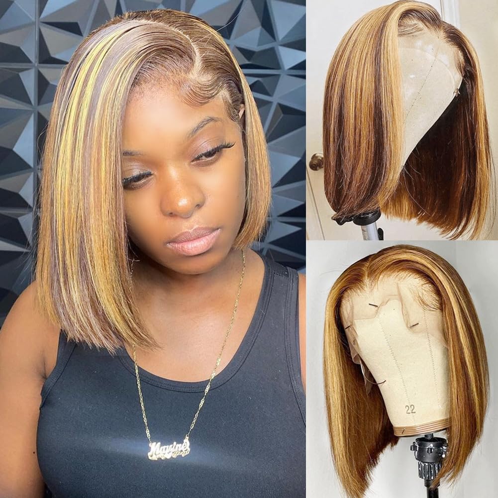 Bob Wig Human Hair 13x4 HD Lac - Pre Parted 13X4 Lace Front Bob Wig 评论和价格