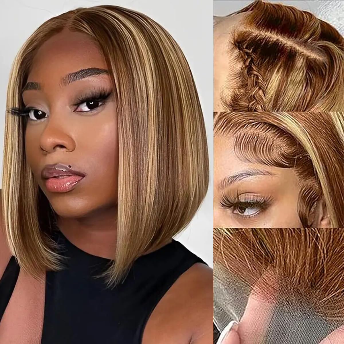 Bob Wig Human Hair 13x4 HD Lac - Pre Parted 13X4 Lace Front Bob Wig 评论和价格