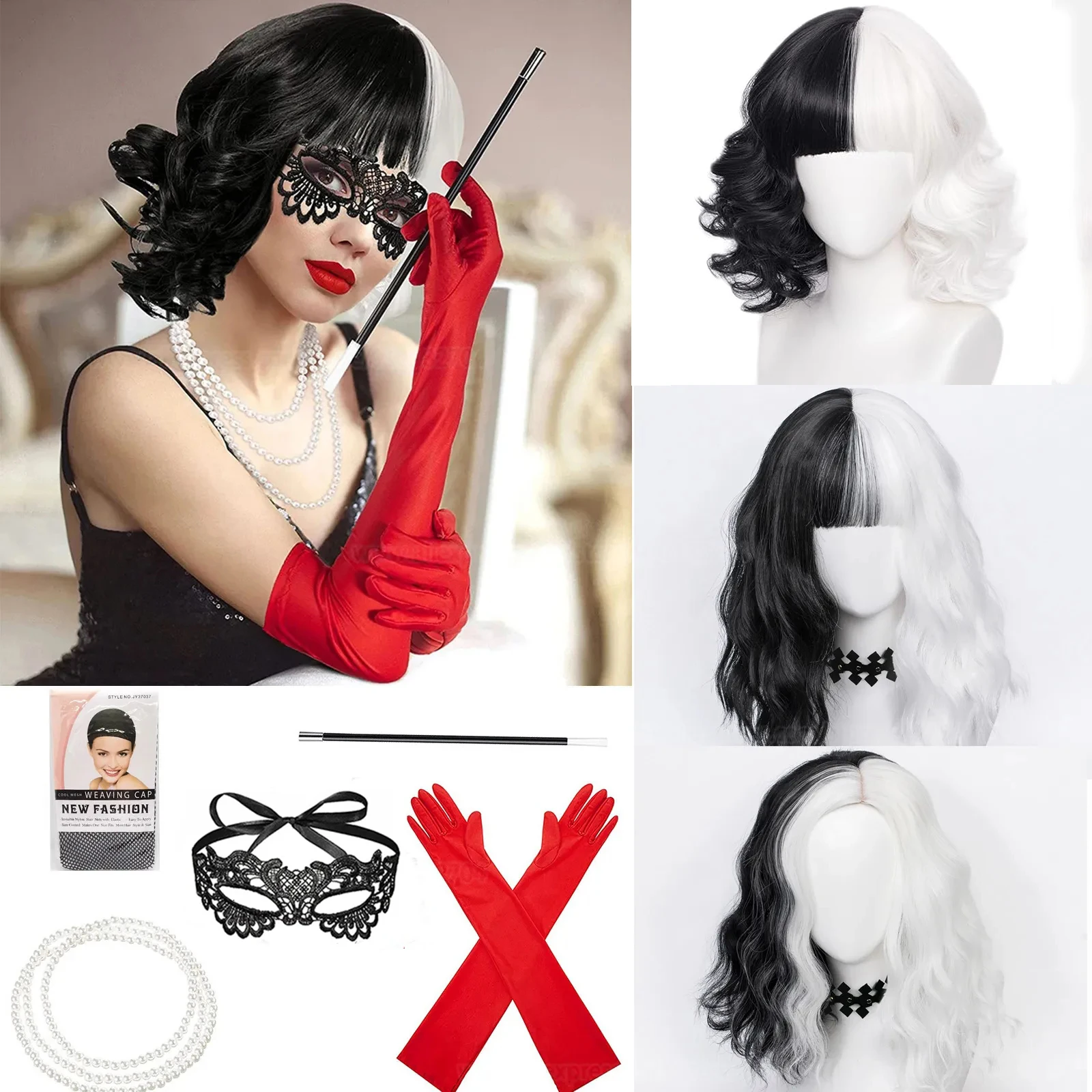 Convention Anime Cruella de Vi - Synthetic Braided Wigs For Black Women 评论和价格