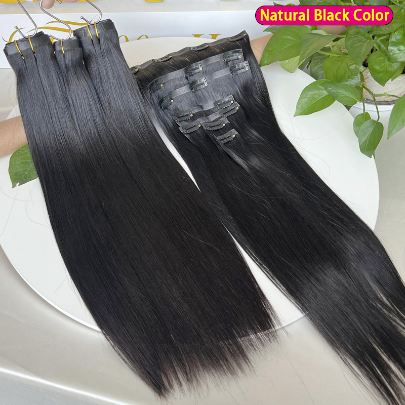7Pcs Invisible Seamless PU Cli - Seamless Clip In Hair Extensions Human Hair 评论和价格