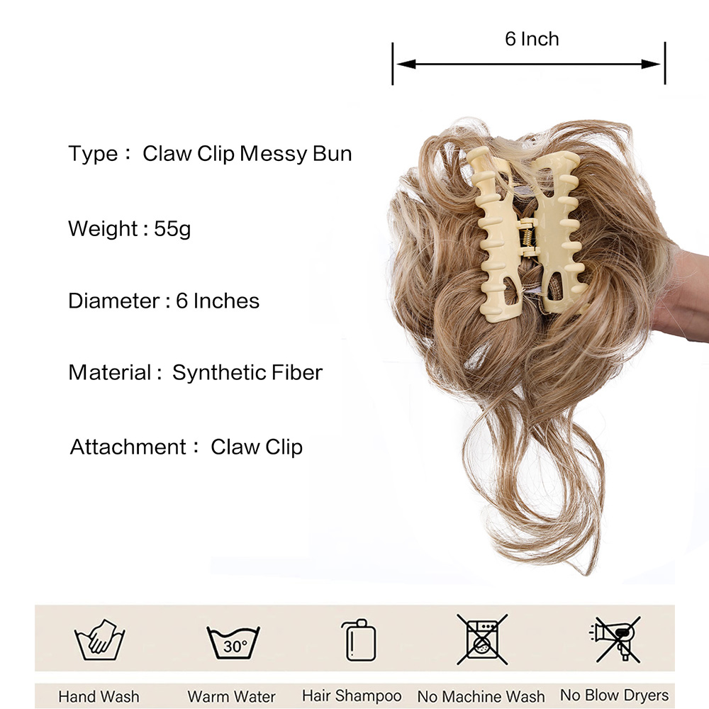 Synthetic Messy Bun Hair Piece - Claw Clip Messy Bun Hair Piece 评论和价格