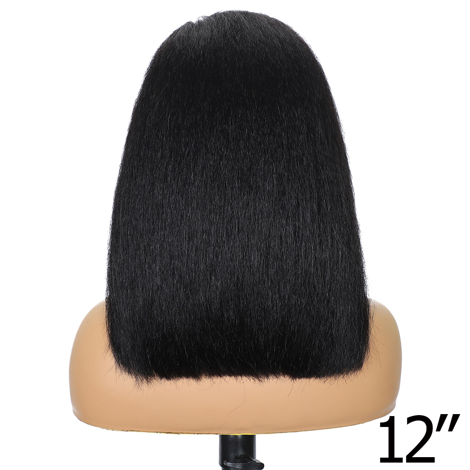 100% Human Hair Kinky Straight - Lace Front Wigs 评论和价格