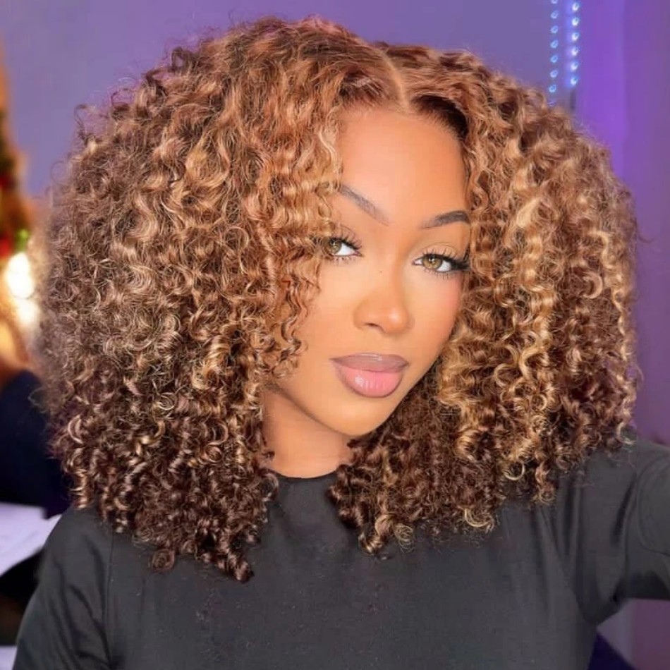 P4/27 Highlight Curly Short Bo - Glueless Wear And Go Human Hair Wig 评论和价格