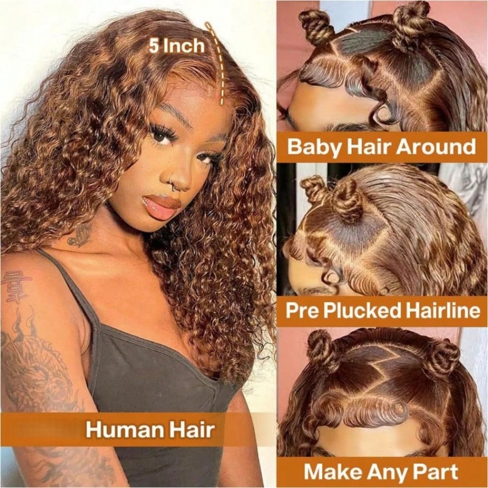 P4/27 Highlight Curly Short Bo - Glueless Wear And Go Human Hair Wig 评论和价格