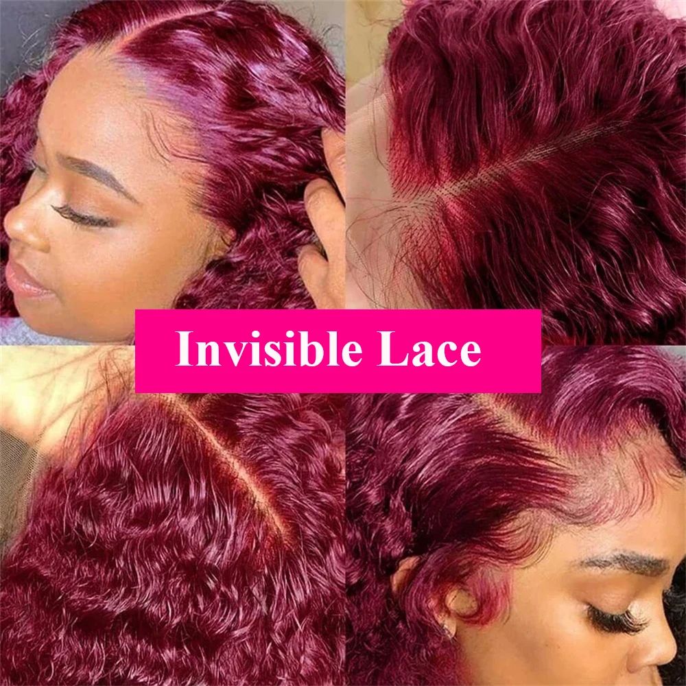 Burgundy 99J Deep Wave Short B - Glueless Wear And Go Human Hair Wig 评论和价格