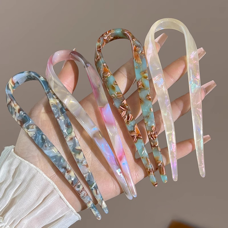 U-Shaped Hair Sticks Acetate A - Hair Bundles 评论和价格