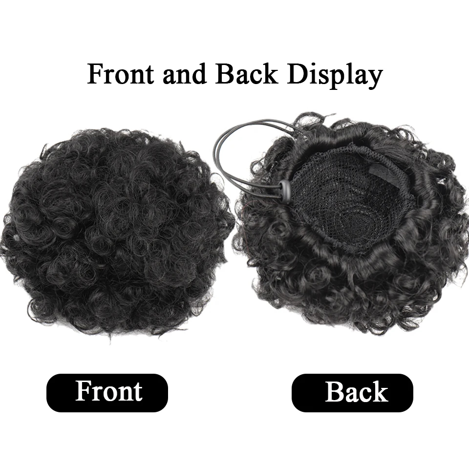 Afro Puff Drawstring Ponytail  - Seamless Clip In Hair Extensions Human Hair 评论和价格