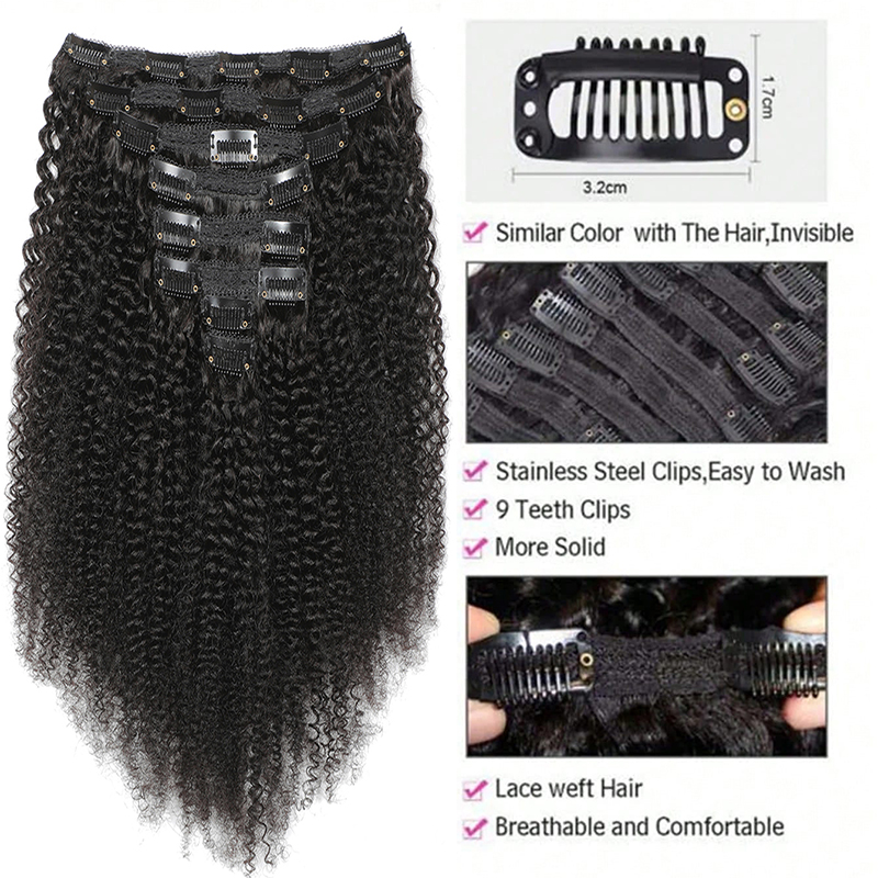 Afro Human Hair Clip In Extens - Seamless Clip In Hair Extensions Human Hair 评论和价格