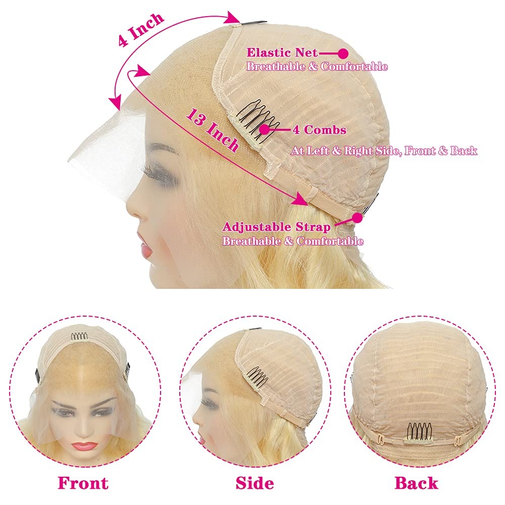 13x4 Lace Front Wig Human Hair - 613 Blonde Body Wave Lace Front Wig 评论和价格