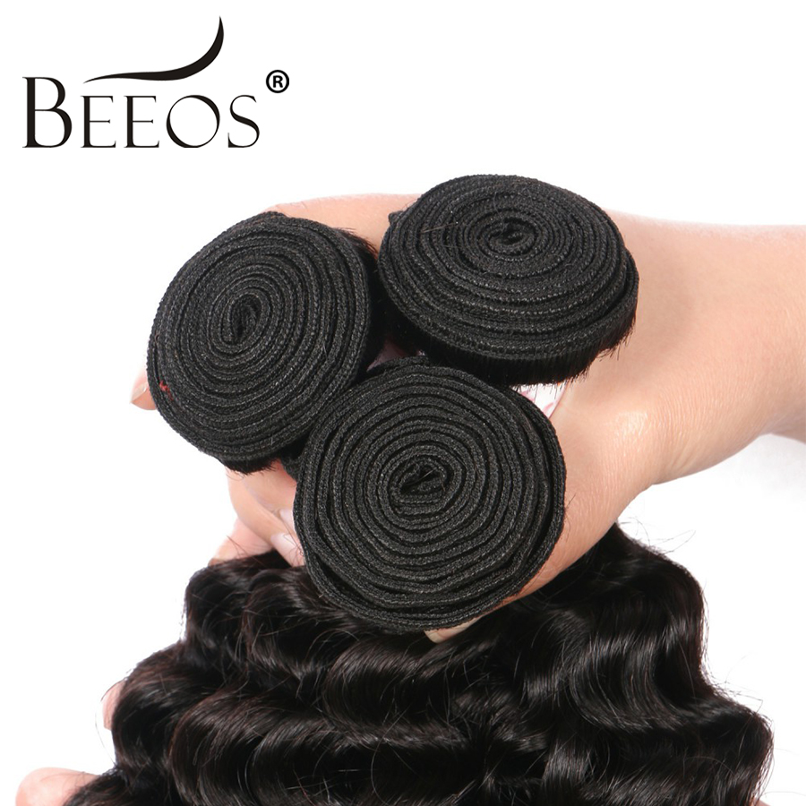 BEEOS Natural Deep Wave Bundle - Deep Wave 3 Bundles With Closure 评论和价格