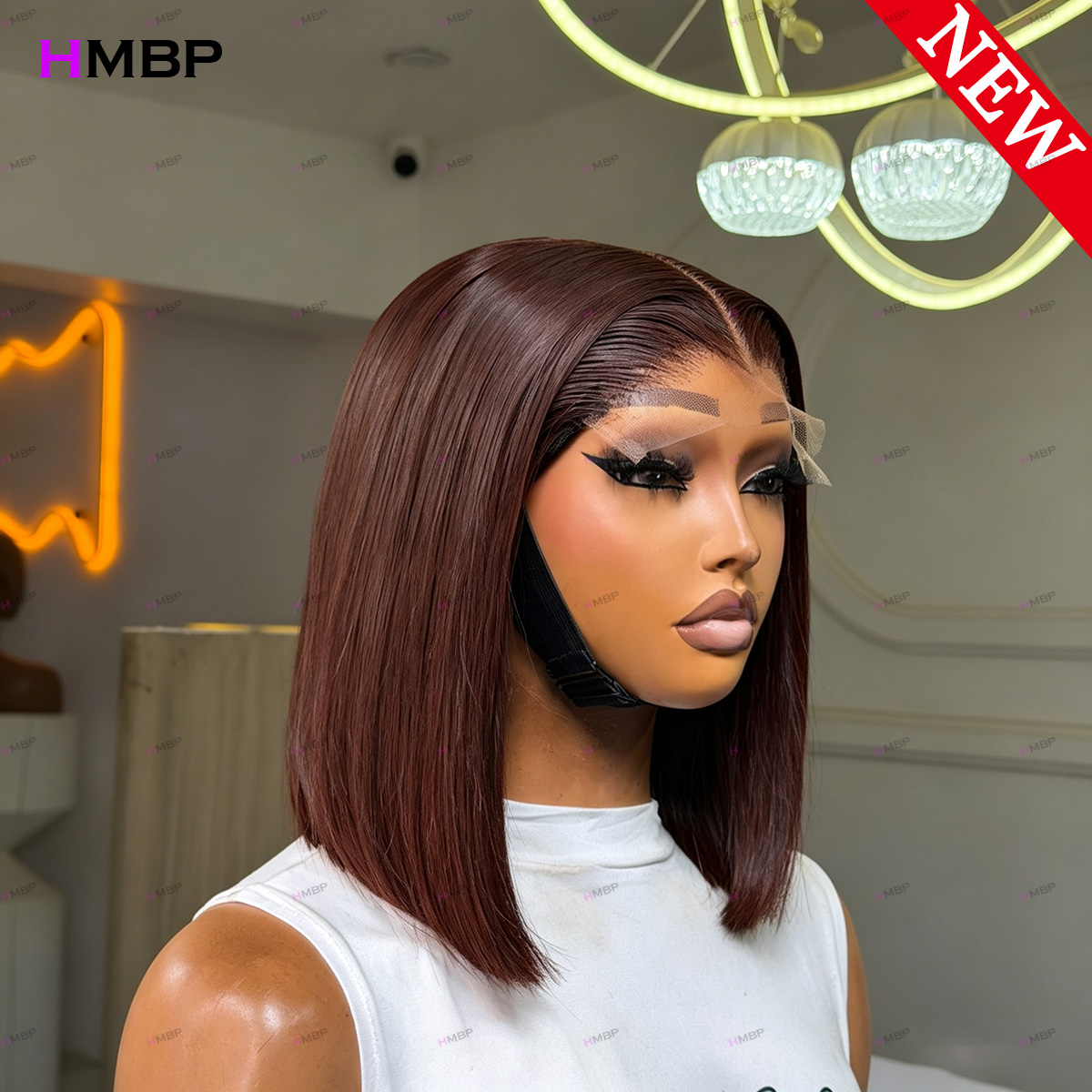 #33 Dark Auburn Straight Bob W - Lace Front Wigs 评论和价格