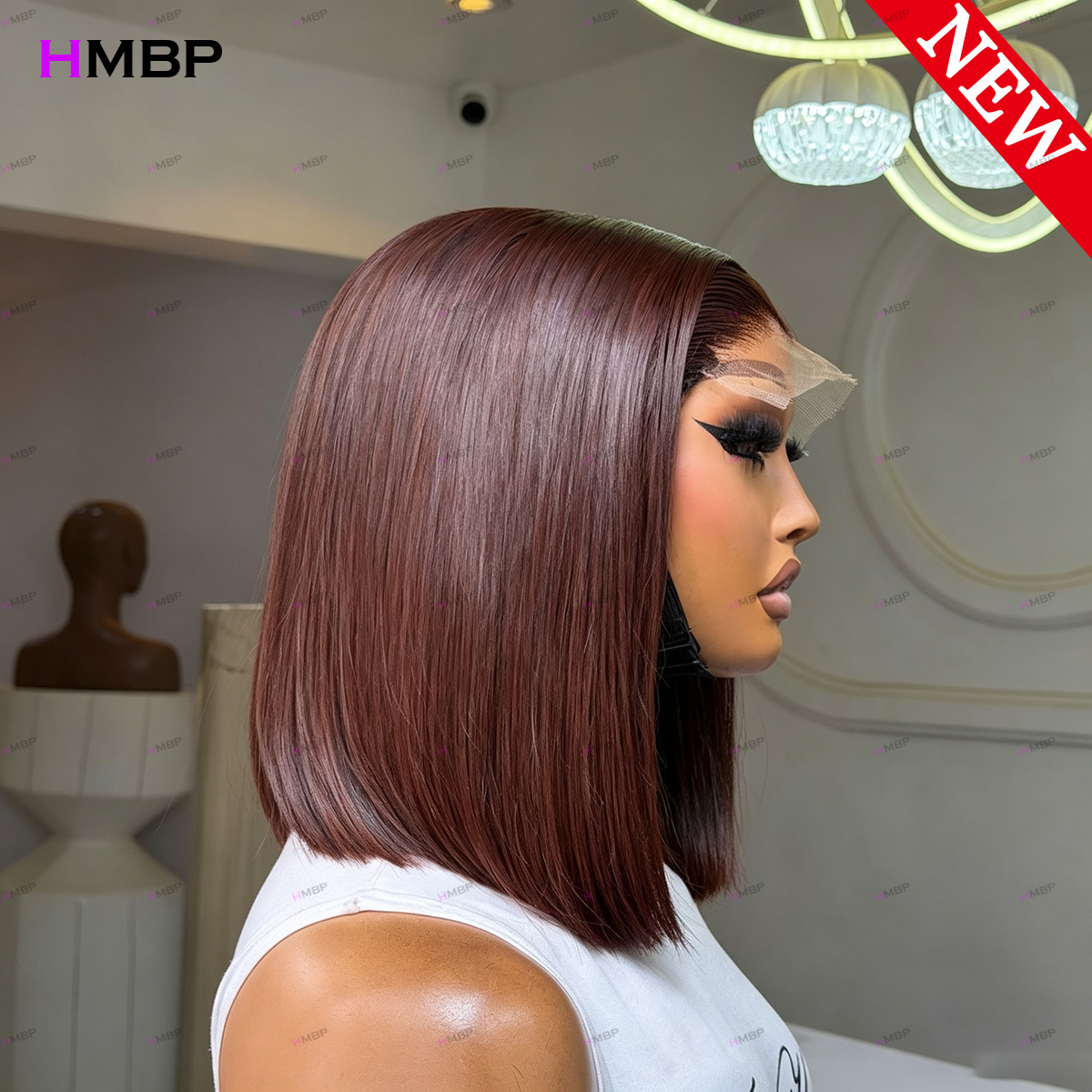 #33 Dark Auburn Straight Bob W - Lace Front Wigs 评论和价格