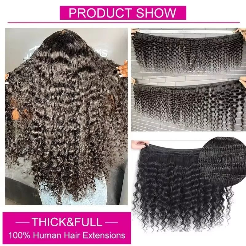 Human Hair Bundles with Closur - Deep Wave 3 Bundles With Closure 评论和价格