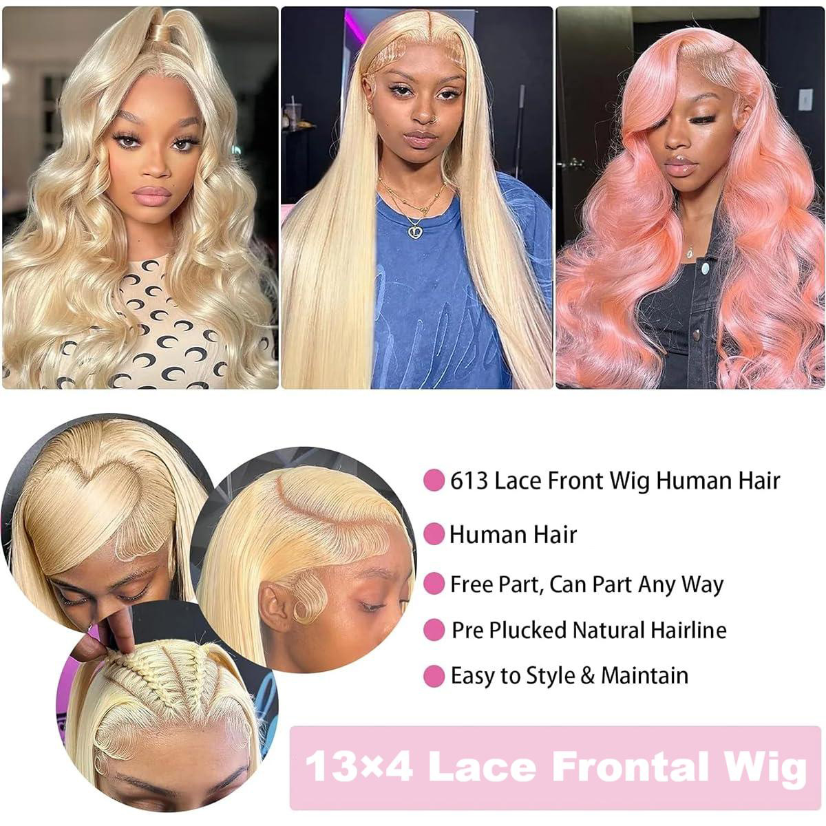 13x4 HD Lace Front Wig 180 Den - 613 Blonde Body Wave Lace Front Wig 评论和价格