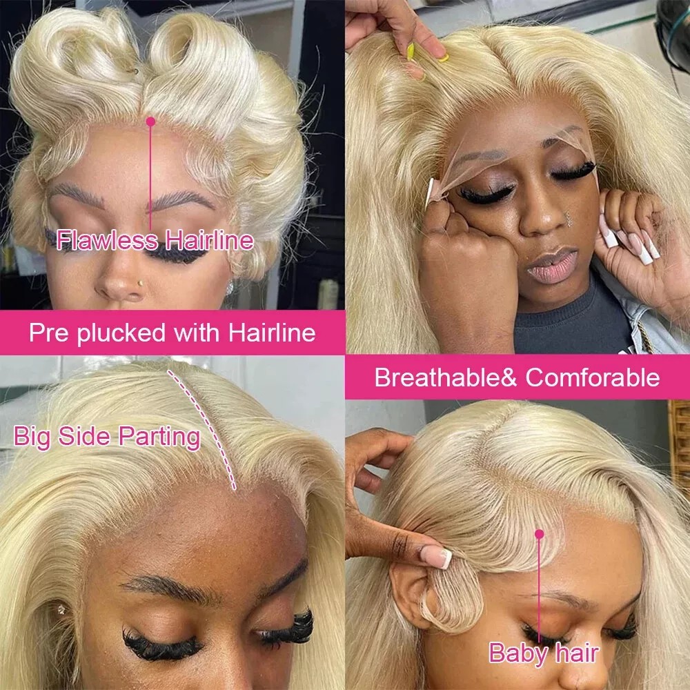 13x4 HD Lace Front Wig 180 Den - 613 Blonde Body Wave Lace Front Wig 评论和价格