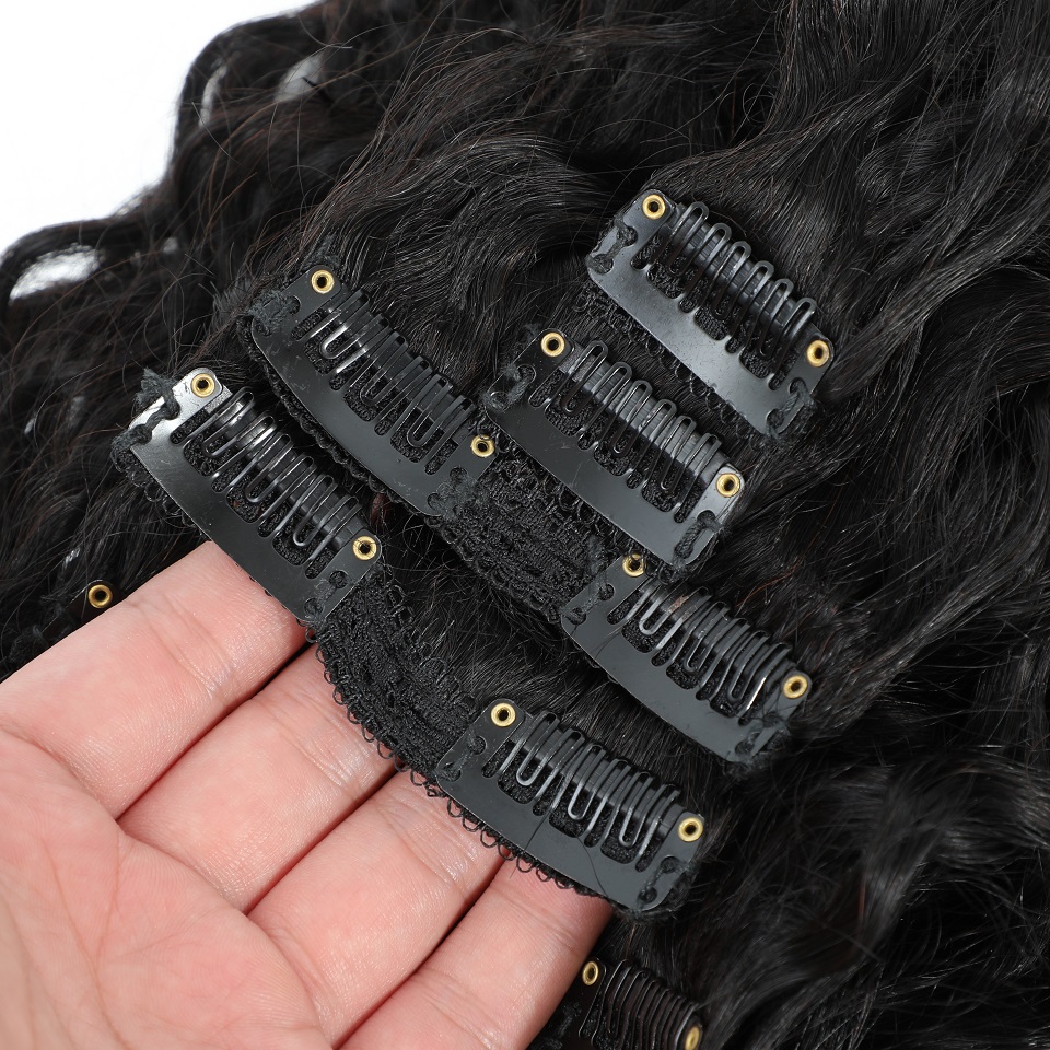 Water Wave Clip In Hair Extens - Seamless Clip In Hair Extensions Human Hair 评论和价格