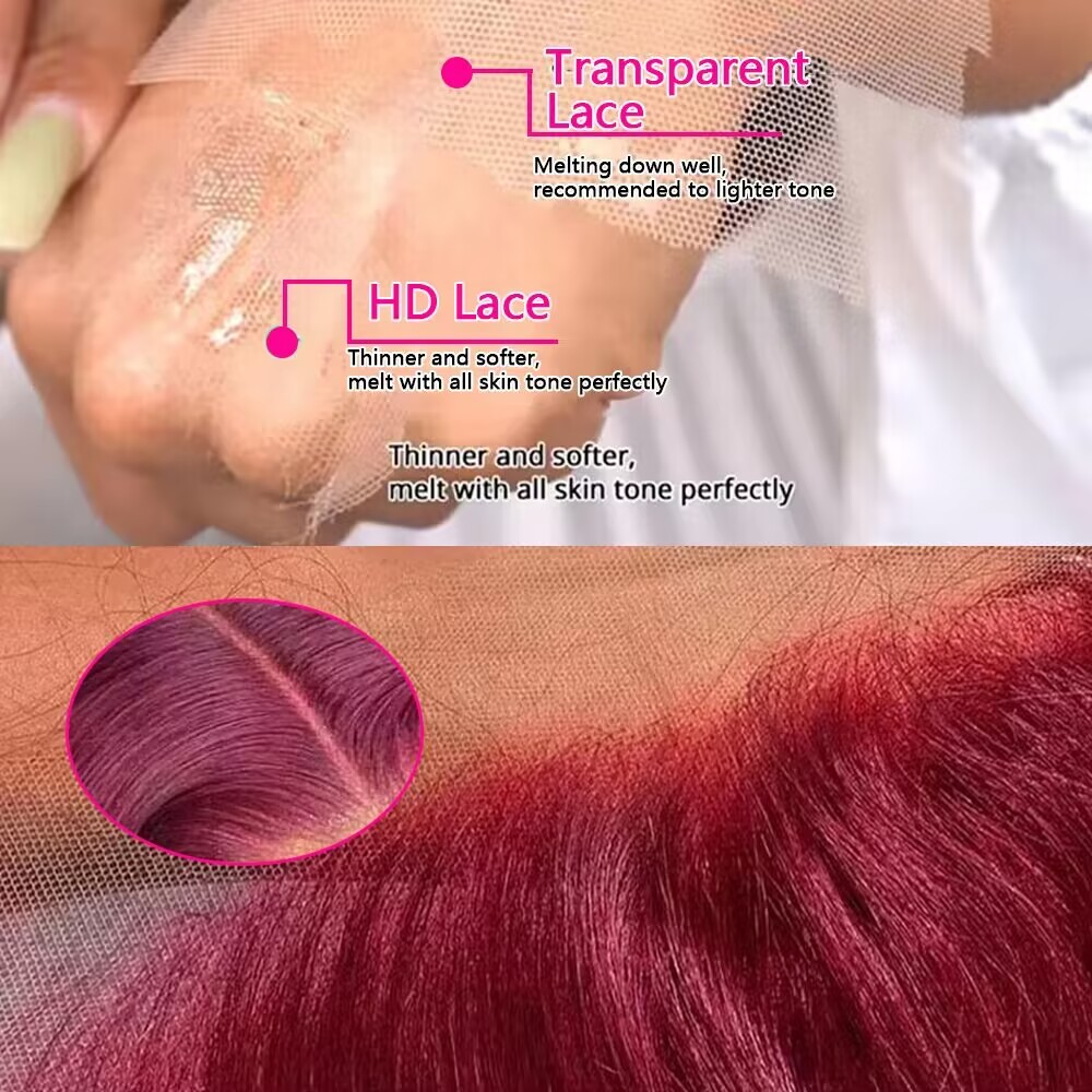 200 Density Burgundy Deep Wave - Lace Front Wigs 评论和价格