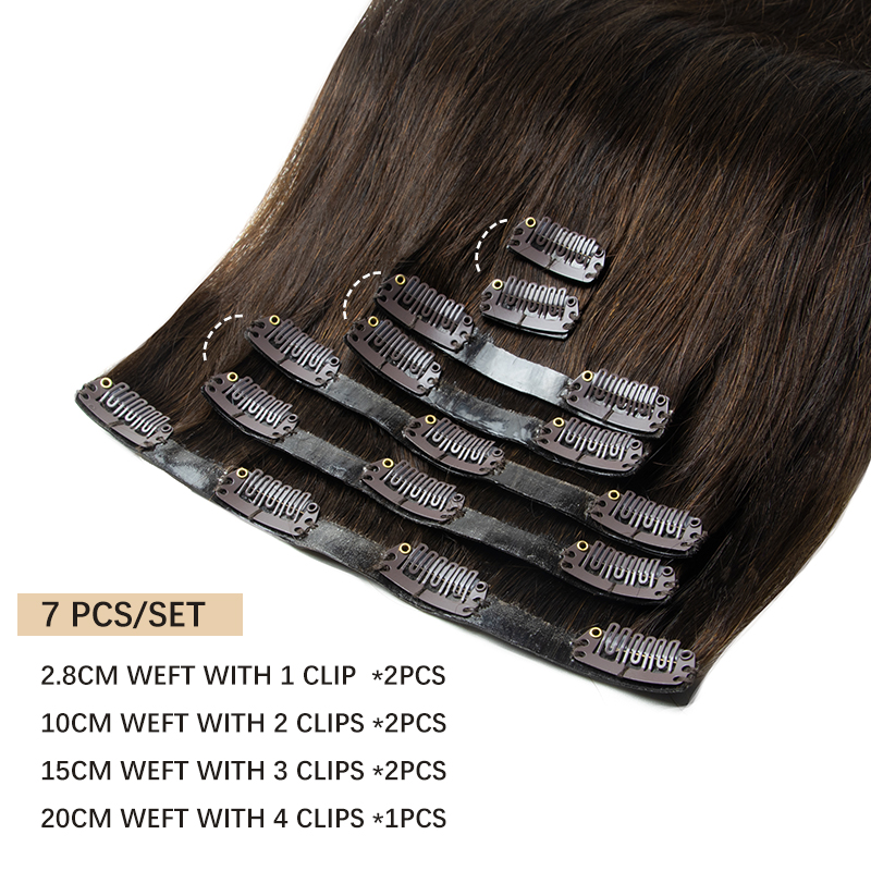 Invisible Thick PU Clip In Hum - Seamless Clip In Hair Extensions Human Hair 评论和价格