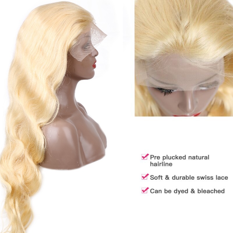 613 Honey Blonde 13x4 Lace Fro - 613 Blonde Body Wave Lace Front Wig 评论和价格