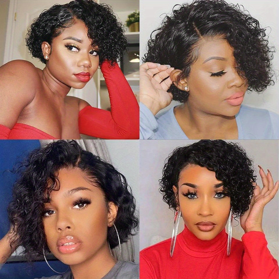 Short Curly 13x1 Lace Curly Pi - Glueless Wear And Go Human Hair Wig 评论和价格