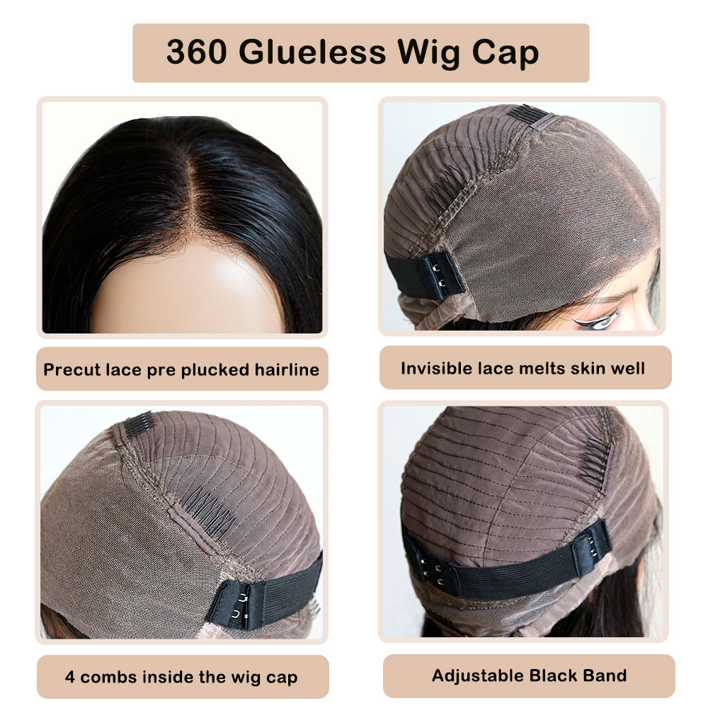 Brazilian Pre Cut Bone Straigh - Lace Front Wigs 评论和价格